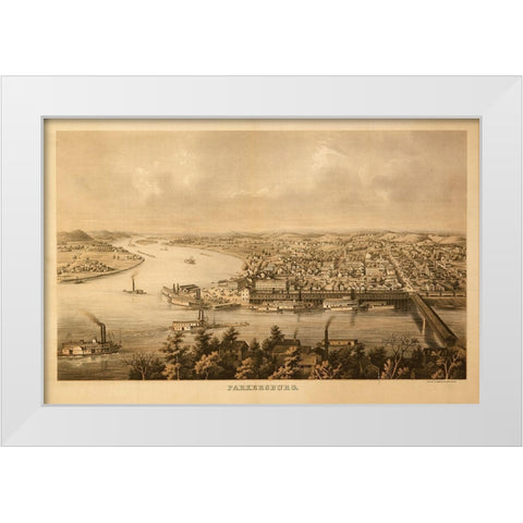 Parkersburg West Virginia 1861 White Modern Wood Framed Art Print by Vintage Places
