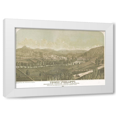 Town of Philippi Barbour County West Virginia 1861 White Modern Wood Framed Art Print by Vintage Places