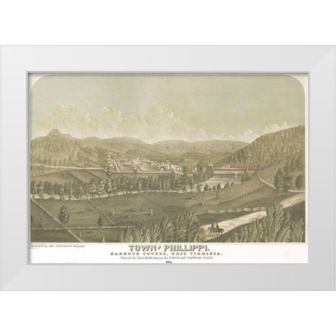 Town of Philippi Barbour County West Virginia 1861 White Modern Wood Framed Art Print by Vintage Places