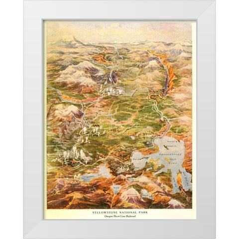 Yellowstone National Park White Modern Wood Framed Art Print by Vintage Places