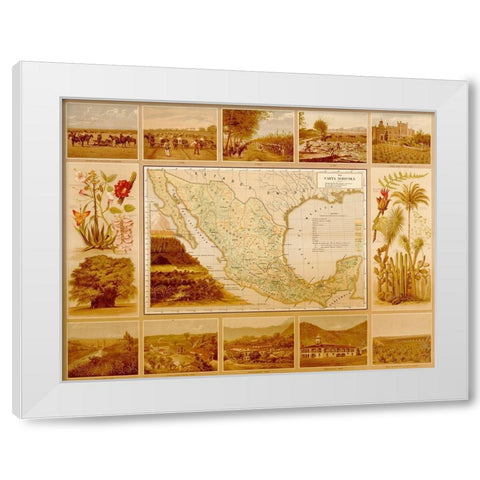 Agricultural Map of Mexico White Modern Wood Framed Art Print by Vintage Maps