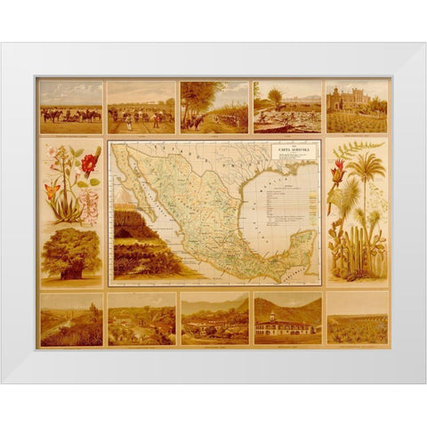 Agricultural Map of Mexico White Modern Wood Framed Art Print by Vintage Maps