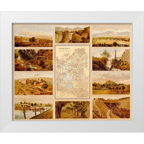 Mexican Landscapes White Modern Wood Framed Art Print by Vintage Maps