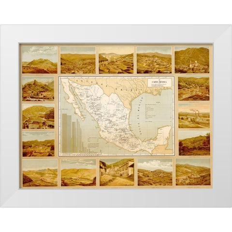Mineralogical Map of Mexico White Modern Wood Framed Art Print by Vintage Maps