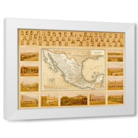 Political Map of Mexico White Modern Wood Framed Art Print by Vintage Maps