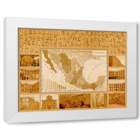 Public Education in Mexico White Modern Wood Framed Art Print by Vintage Maps