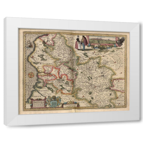 Map of the area around Arras France 1622 White Modern Wood Framed Art Print by Vintage Maps