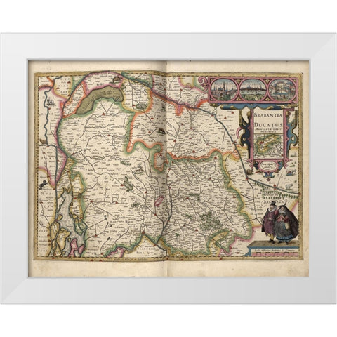 Duchy of Brabant White Modern Wood Framed Art Print by Vintage Maps