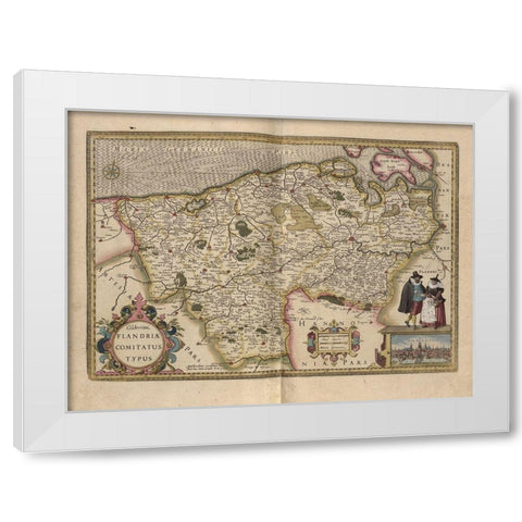 Flanders Belgium Map White Modern Wood Framed Art Print by Vintage Maps