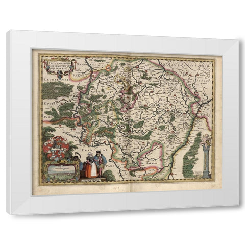 Map of Luxembourg White Modern Wood Framed Art Print by Vintage Maps