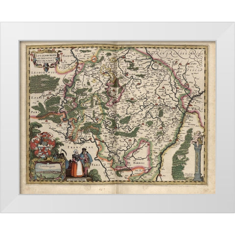 Map of Luxembourg White Modern Wood Framed Art Print by Vintage Maps