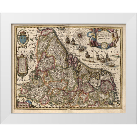 Map of Picardy France White Modern Wood Framed Art Print by Vintage Maps