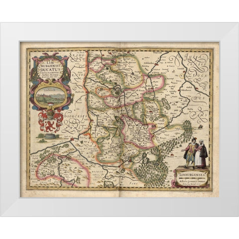 Limburg White Modern Wood Framed Art Print by Vintage Maps