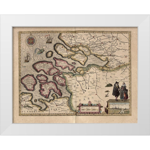 Map of Holland White Modern Wood Framed Art Print by Vintage Maps