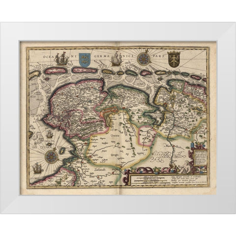 Map of the Area East of the Zuiderzee in the Netherlands White Modern Wood Framed Art Print by Vintage Maps