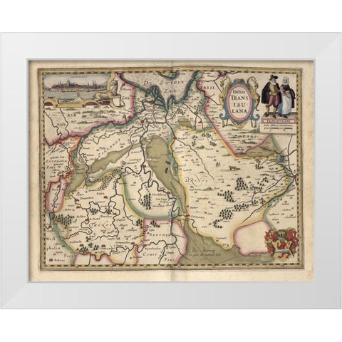 The Area around Deventer Netherlands White Modern Wood Framed Art Print by Vintage Maps