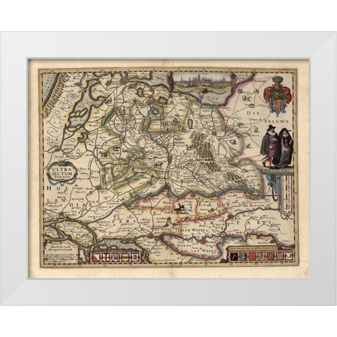 The area around Utrecht White Modern Wood Framed Art Print by Vintage Maps
