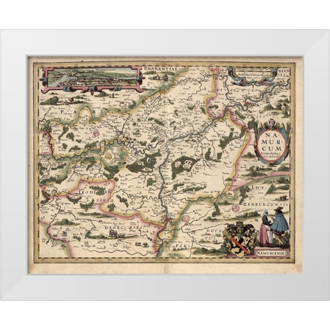 Map of Belgium and Namur White Modern Wood Framed Art Print by Vintage Maps