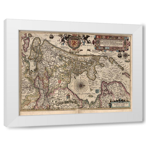 Holland and The Zuider Zee White Modern Wood Framed Art Print by Vintage Maps