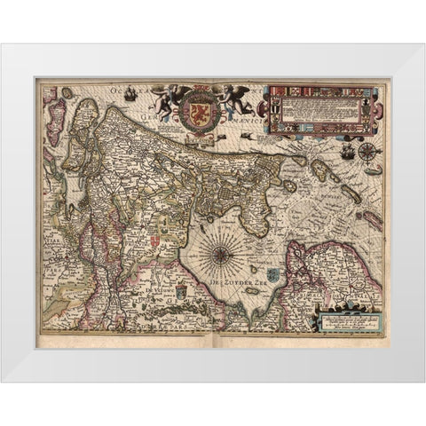 Holland and The Zuider Zee White Modern Wood Framed Art Print by Vintage Maps