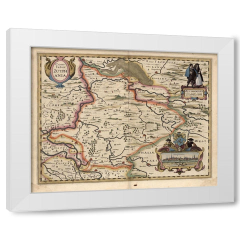 Map of the area around Zutphanis Netherlands White Modern Wood Framed Art Print by Vintage Maps