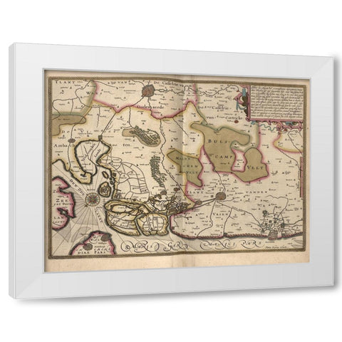 Netherlands Map Zeeland White Modern Wood Framed Art Print by Vintage Maps