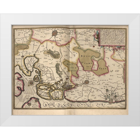 Netherlands Map Zeeland White Modern Wood Framed Art Print by Vintage Maps