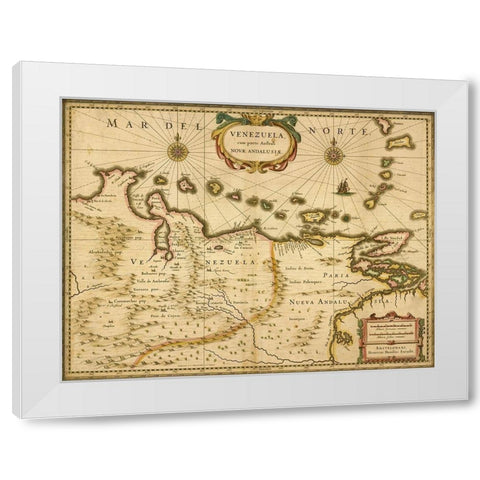 Venezuela 1630 White Modern Wood Framed Art Print by Vintage Maps