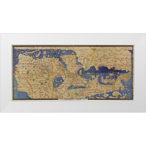 Arabic Map of the Mediterranean White Modern Wood Framed Art Print by Vintage Maps