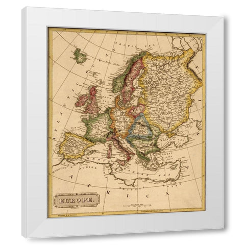 Europe 1817 White Modern Wood Framed Art Print by Vintage Maps