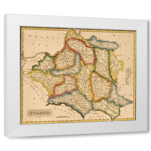 Poland 1817 White Modern Wood Framed Art Print by Vintage Maps