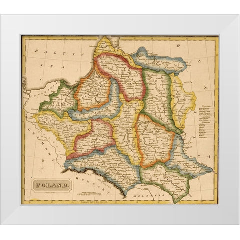 Poland 1817 White Modern Wood Framed Art Print by Vintage Maps