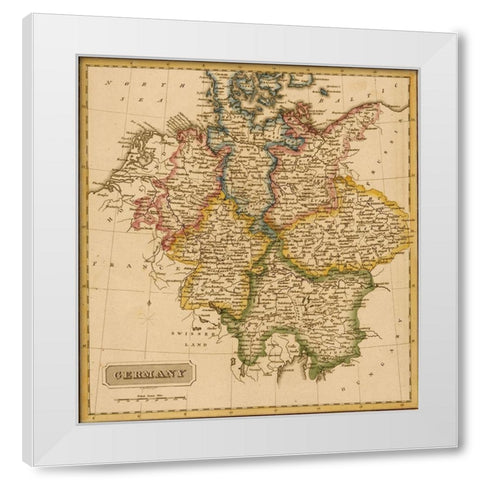 Germany 1817 White Modern Wood Framed Art Print by Vintage Maps