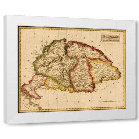 Hungary 1817 White Modern Wood Framed Art Print by Vintage Maps