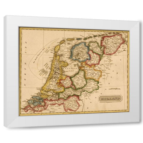 Holland Netherlands 1817 White Modern Wood Framed Art Print by Vintage Maps