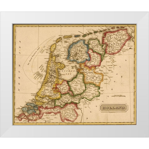 Holland Netherlands 1817 White Modern Wood Framed Art Print by Vintage Maps