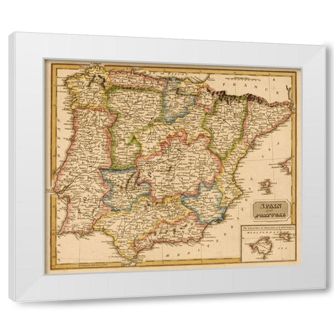 Spain 1817 White Modern Wood Framed Art Print by Vintage Maps