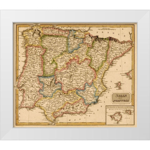 Spain 1817 White Modern Wood Framed Art Print by Vintage Maps