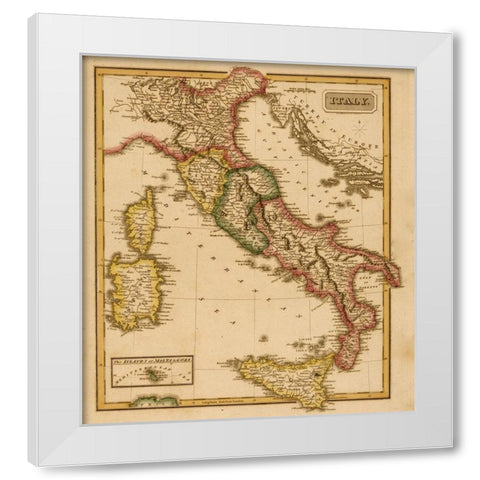 Italy 1817 White Modern Wood Framed Art Print by Vintage Maps