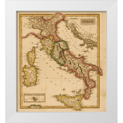 Italy 1817 White Modern Wood Framed Art Print by Vintage Maps