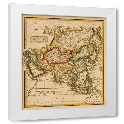 Asia 1817 White Modern Wood Framed Art Print by Vintage Maps