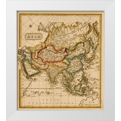 Asia 1817 White Modern Wood Framed Art Print by Vintage Maps