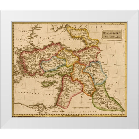 Turkey in Asia Middle East 1817 White Modern Wood Framed Art Print by Vintage Maps