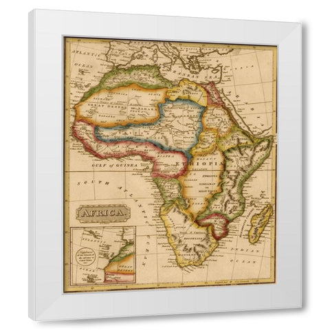 Africa 1817 White Modern Wood Framed Art Print by Vintage Maps