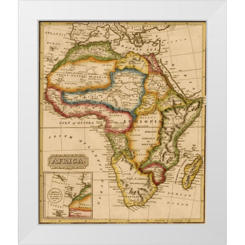 Africa 1817 White Modern Wood Framed Art Print by Vintage Maps