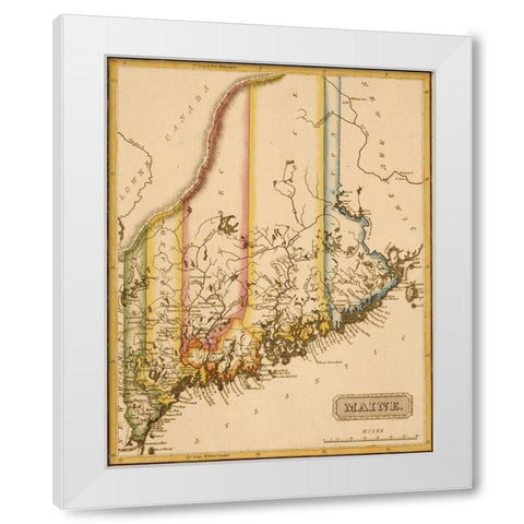 Maine 1817 White Modern Wood Framed Art Print by Vintage Maps
