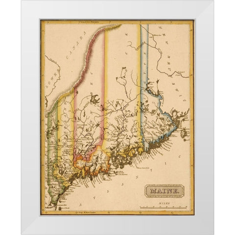 Maine 1817 White Modern Wood Framed Art Print by Vintage Maps