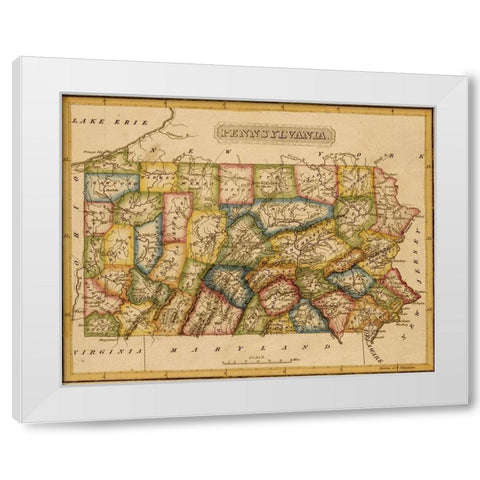 Pennsylvania 1817 White Modern Wood Framed Art Print by Vintage Maps