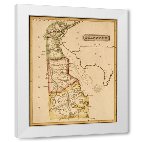 Delaware 1817 White Modern Wood Framed Art Print by Vintage Maps