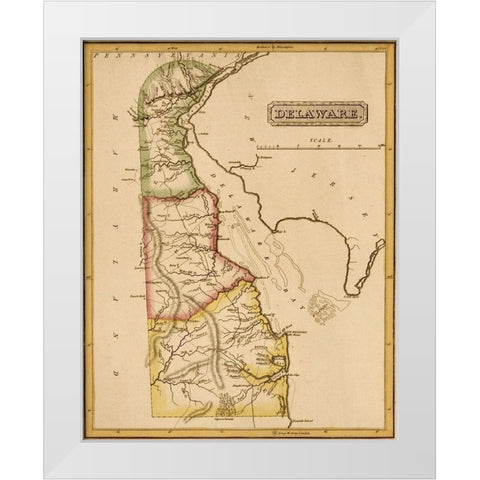 Delaware 1817 White Modern Wood Framed Art Print by Vintage Maps